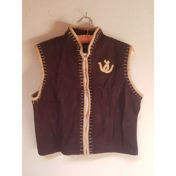 Gordon & James Shirt Company Womens Large Wool Blend Zip Vest Brown Lightweight - Picture 1 of 5